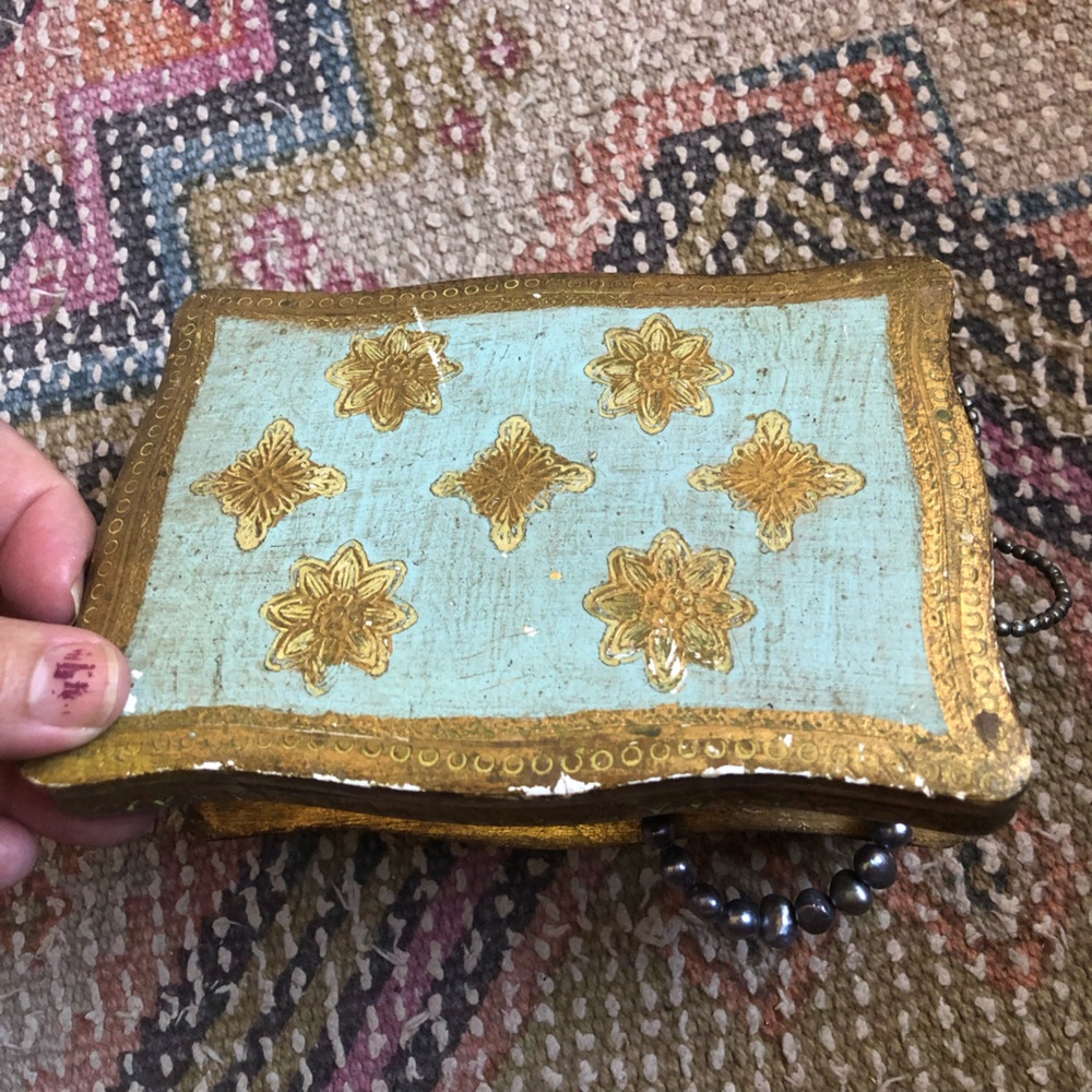 Vintage Italian Florentine Gilt Wood Box – Hand‑Painted Jewelry Box
